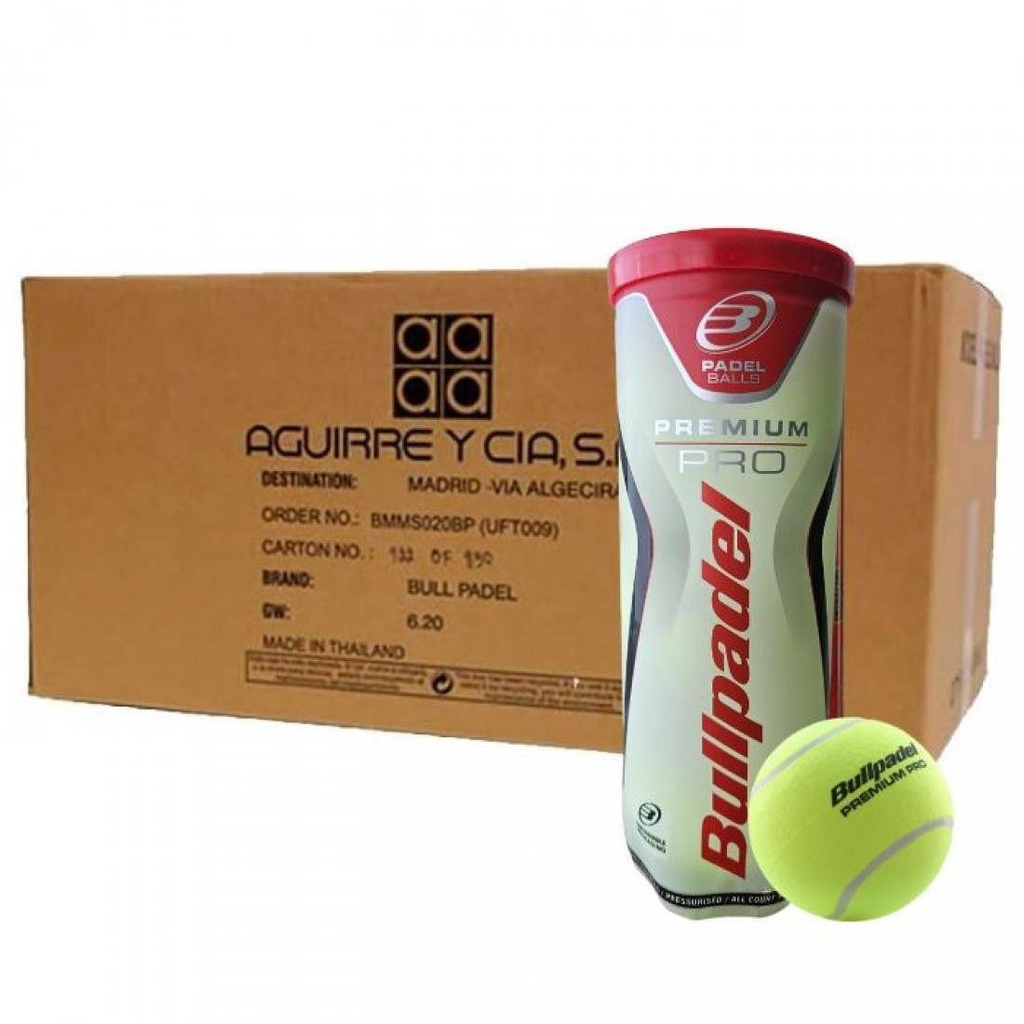 Bolas Bullpadel Cajon 72 Pelotas - 24 Botes de 3 uds - Bullpadel Premium Pro