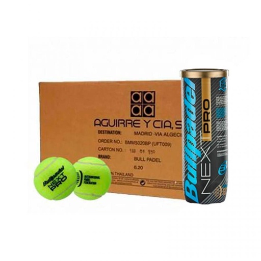Bolas Bullpadel Cajon 72 Pelotas - 24 Botes de 3 uds - Bullpadel FIP Next Pro