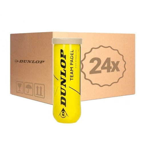 Bolas Dunlop Padel Team Cajon 72 Pelotas - 24 Botes de 3 uds